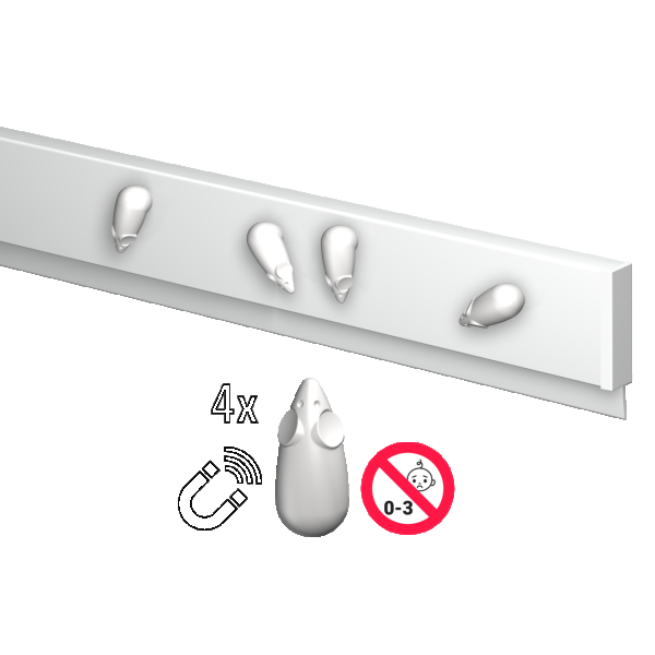 INFO RAIL MAGNÉTIQUES BLANC 200 CM ((INCLUT MATÉRIEL DE FIXATION, ET EMBOUTS DE RAIL) ARTI TEQ 1 - Cimaise Tableau