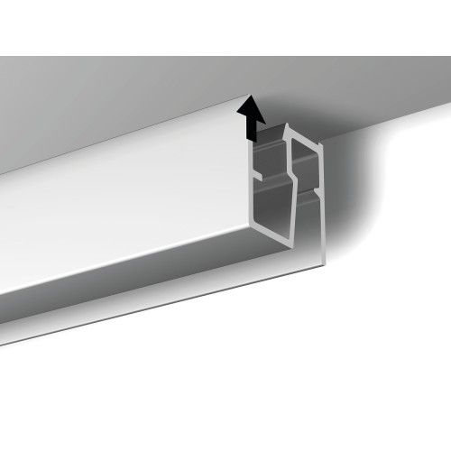 Cimaise Top Rail Pour Plafond - Longueur 200 Cm, Blanc RAL 9010, Charge 20 Kg/m, Fixation Incluse