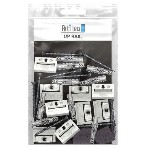 Pack clip di fissaggio per cornice Up Rail ( x 6) + Viti e Tasselli ARTI TEQ 1 - Cimasa per Quadro