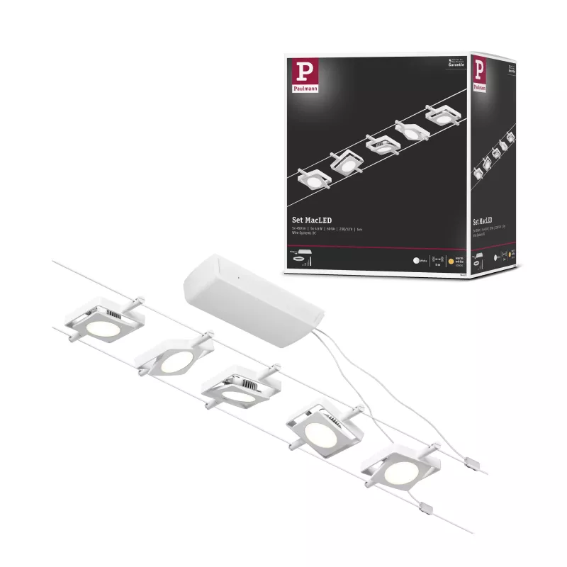 MacLED CorDuo LED -Kabelsystem-Basisset 5x250lm 5x4,5W 3000K 230/12V Weiß