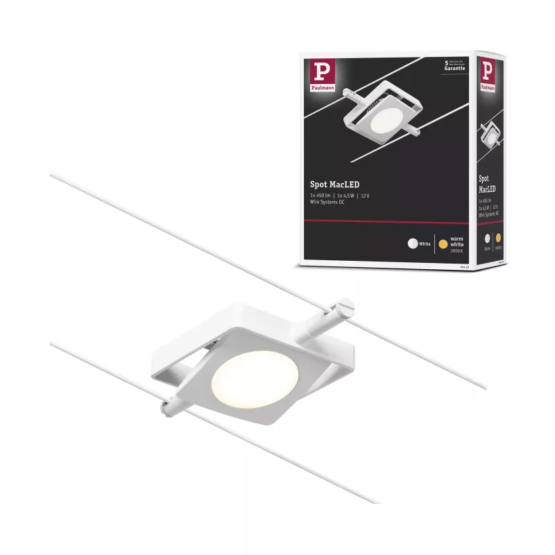 ,CorDuo Système sur câbles LED MacLED Spot individuel 250lm 4,,5W 3000K 12V Blanc dépoli,,, PAULMANN 18 - Cimaise Tableau 