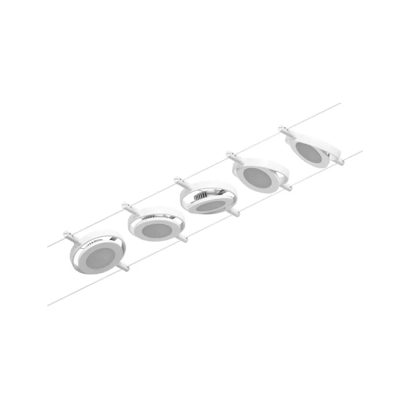 ,CorDuo Système sur câbles LED RoundMac Kit de base 5x200lm 5x4,,5W 3000K 230/12V Blanc,,,