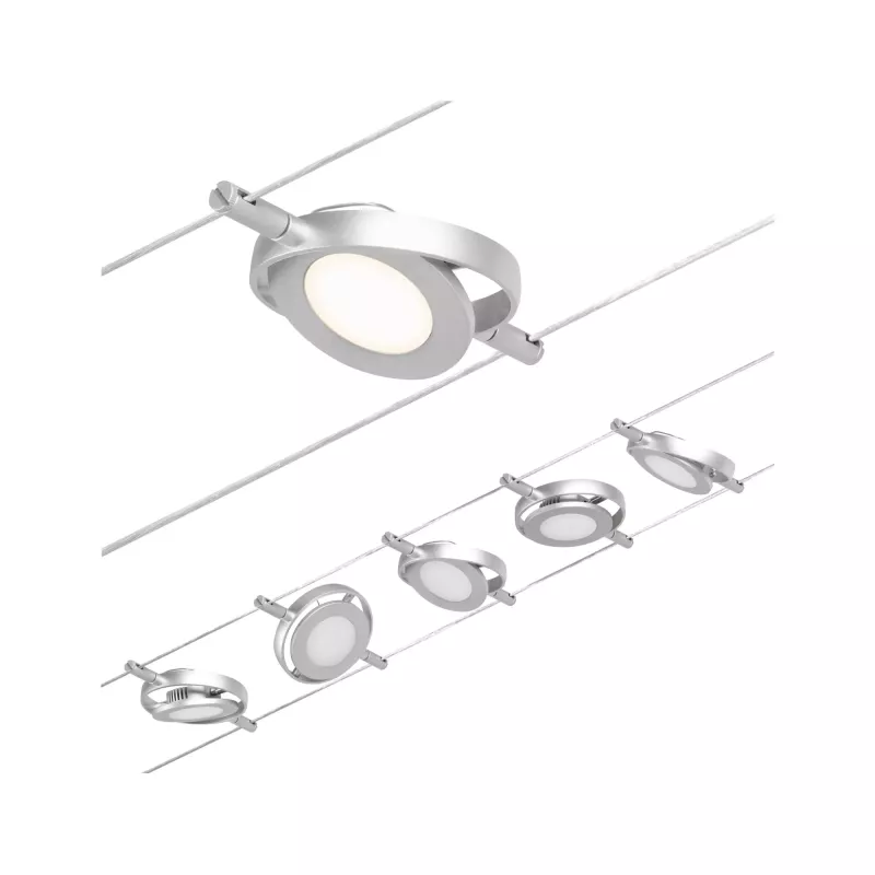 ,CorDuo LED System on Cables RoundMac Basic Kit 5x200lm 5x4.5W 3000K 230/12V Matte Chrome,,,
