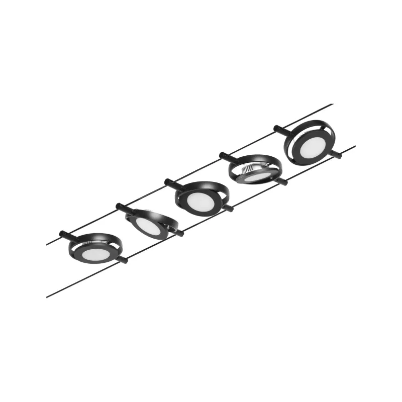 ,CorDuo LED System on Cables RoundMac Basic Kit 5x200lm 5x4.5W 3000K 230/12V Matte Black,,, PAULMANN 23 - Cimaise Tableau 