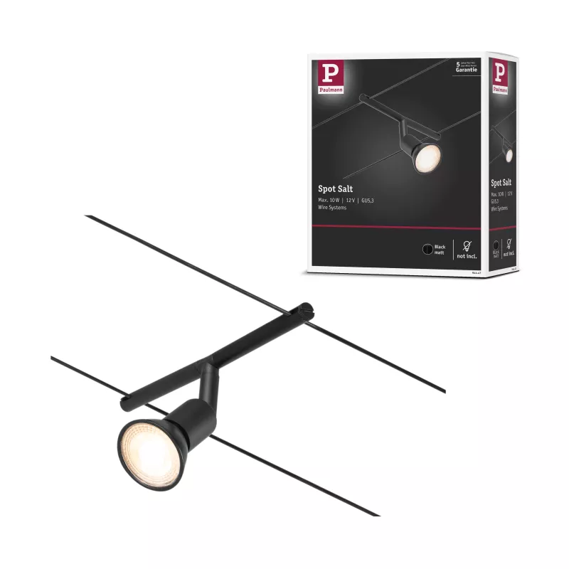,CorDuo Système sur câbles Salt Spot individuel GU5,,3 max. 10W 12V Noir mat,,, PAULMANN 21 - Cimaise Tableau 