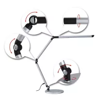 Lámpara de escritorio LED con regulador de intensidad de 3 pasos, barra flexible, interruptor blanco, 700 lm, 9,5 W, color plata - système d'accrochage et décoration - détail 5