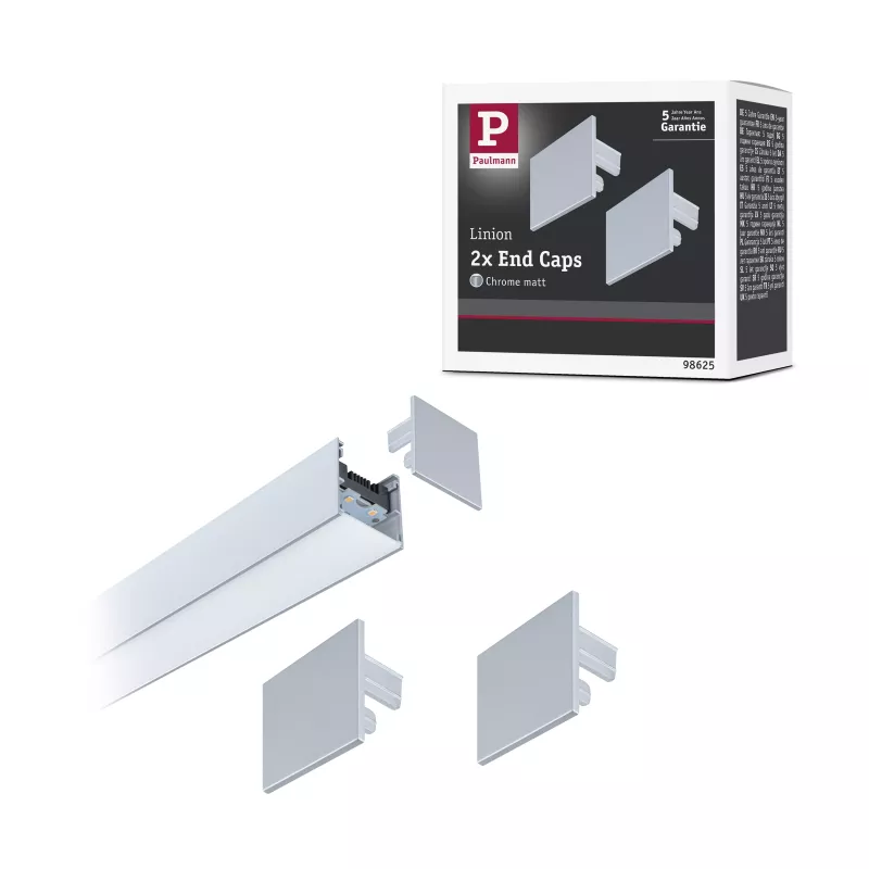 Linion Zubehör Endkappen-Set, 2er-Pack, mattes Chrom-Kunststoffmaterial