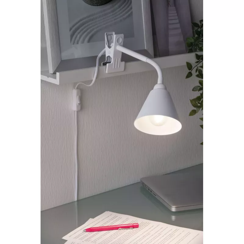 Spot pince Vitis Flexible arm cord switch Blanc 230V E14