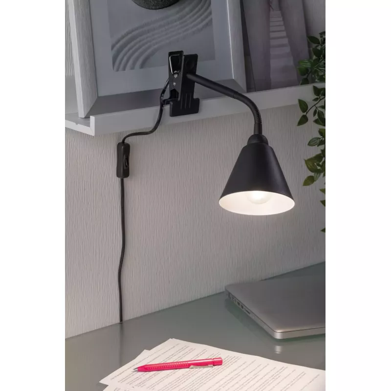 Vitis-Punktklemme mit flexiblem Arm und Kabelschalter, schwarz, 230 V, E14