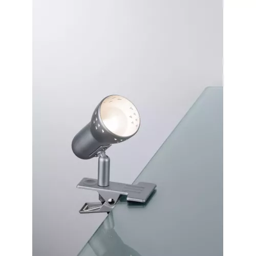 Foco con pinza Gryps, acero cepillado, 230 V, E14