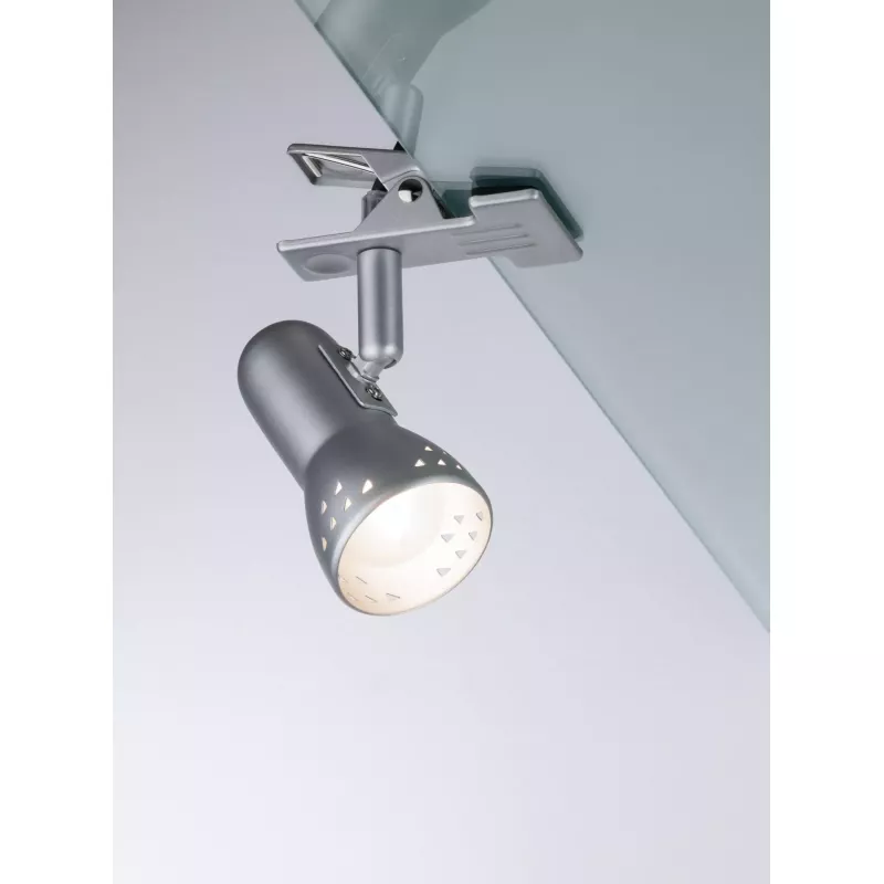 Spot à pince Gryps Acier brossé 230V E14