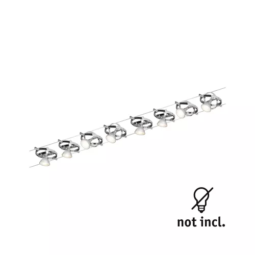 Sistema de cable cardán, kit base GU5, 3 máx. 8x10W regulable 230/12V, cromo mate