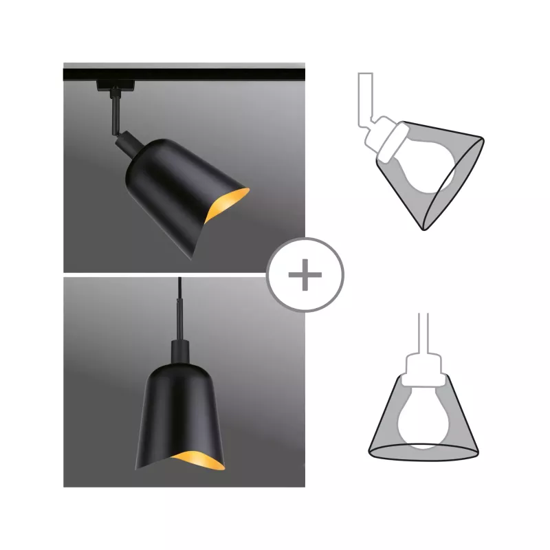 ,URail Abat-jour DecoSystems Alvaro 144mm Noir mat,, Doré,