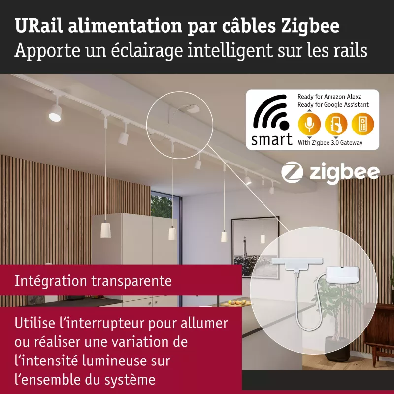 URail Alimentation électrique Zigbee 3.0 Câble 1m max. 100W Blanc signal