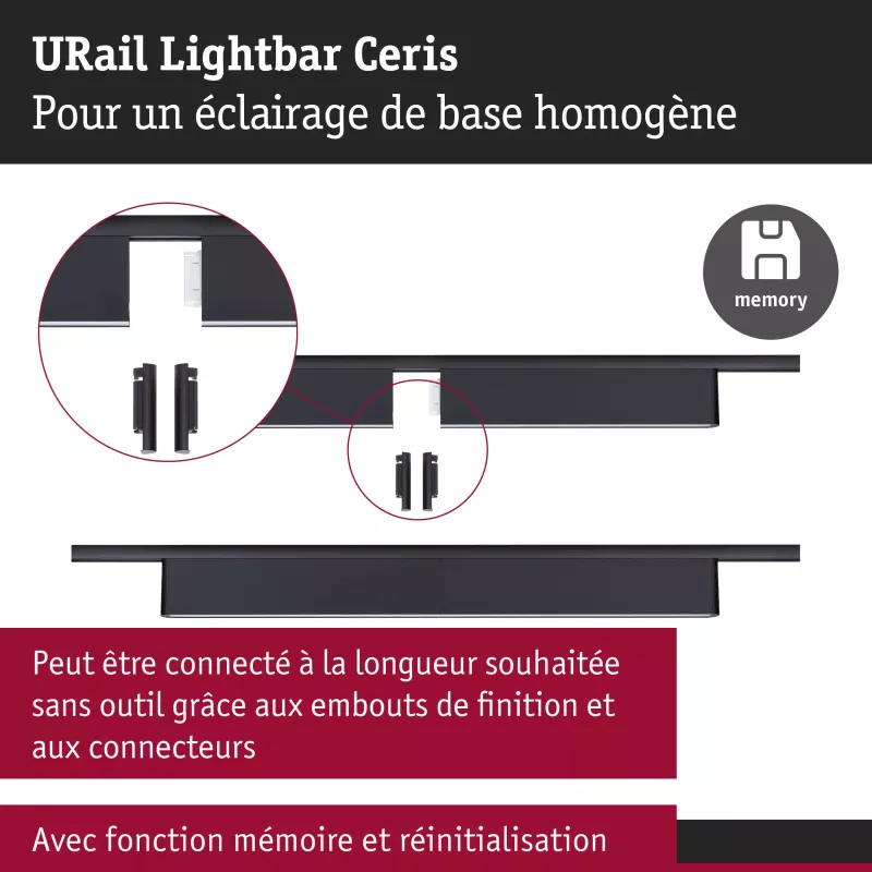 ,Barra de luces URail 3-Step-Dim Ceris 800lm 9,,5W 3000K regulable 230V, PAULMANN 20 - Cimaise Tableau 