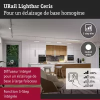 ,URail Lightbar 3-Step-Dim Ceris 850lm 9,,5W 4000K gradable 230V Blanc signal, - système d'accrochage et décoration - détail 4