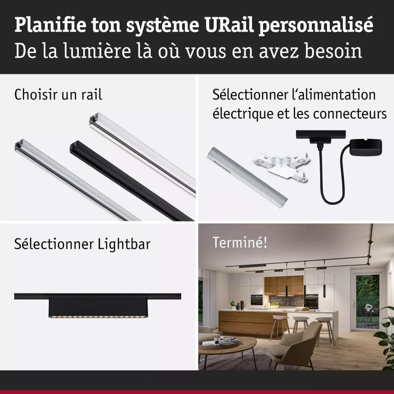 URail Lightbar 3-Step-Dim Zelos 1050lm 10W 3000K gradable 230V PAULMANN 21 - Cimaise Tableau 