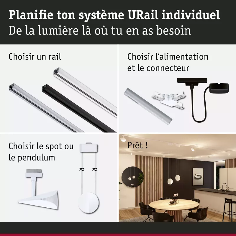 URail Spot sur rail 3-Step-Dim Alejandro 800lm 10W 3000K gradable 230V Blanc signal