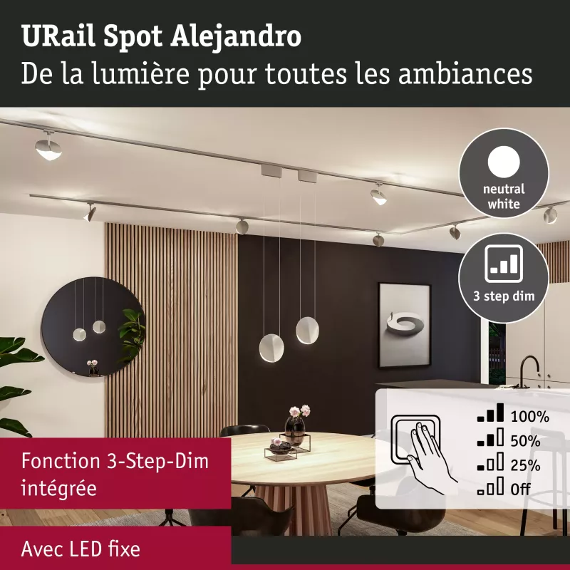 URail Track spotlight 3-Step-Dim Alejandro 800lm 10W 4000K dimmable 230V