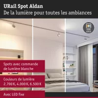 URail Spot sur rail Aldan Spot individuel 500lm 8W White Switch 230V - système d'accrochage et décoration - détail 4