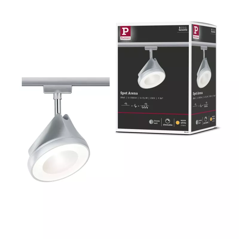 ,URail Spot sur rail Arena Spot individuel 800lm 15W 2700K gradable 230V Chrome mat,,,