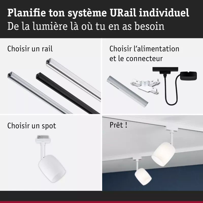 URail Spot sur rail Blossom G9 max. 10W gradable 230V Blanc signal PAULMANN 15 - Cimaise Tableau 