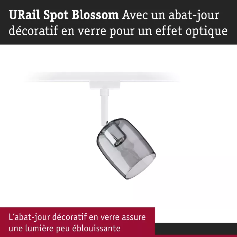 ,URail Spot sur rail Blossom G9 max. 10W gradable 230V Blanc signal,, Verre,