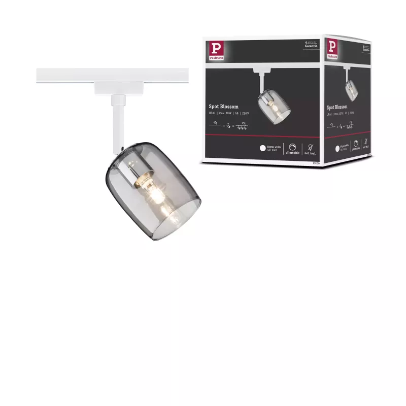 ,URail Spot sur rail Blossom G9 max. 10W gradable 230V Blanc signal,, Verre,