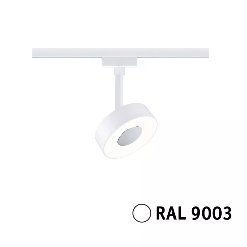 Foco circular para riel URail, 180 lm, 5 W, 3000 K, regulable, 230 V, color blanco señal. PAULMANN 19 - Cimaise Tableau 