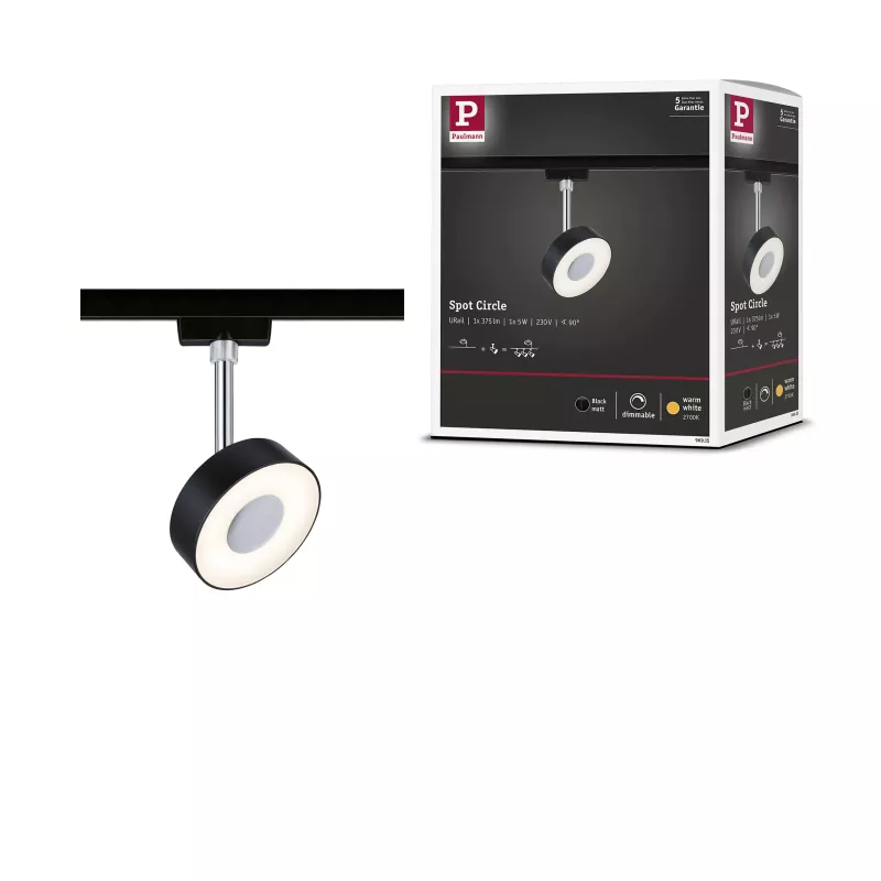URail Track spotlight Circle 200lm 5W 2700K dimmable 230V