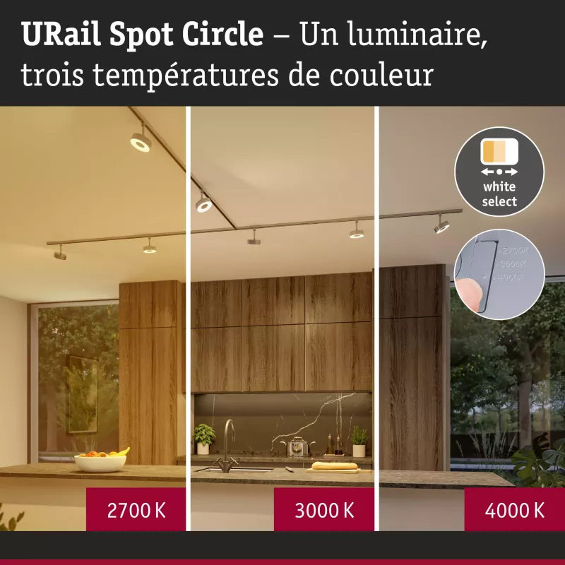URail Spot sur rail Circle 220lm 5W 2700 - 4000K gradable 230V