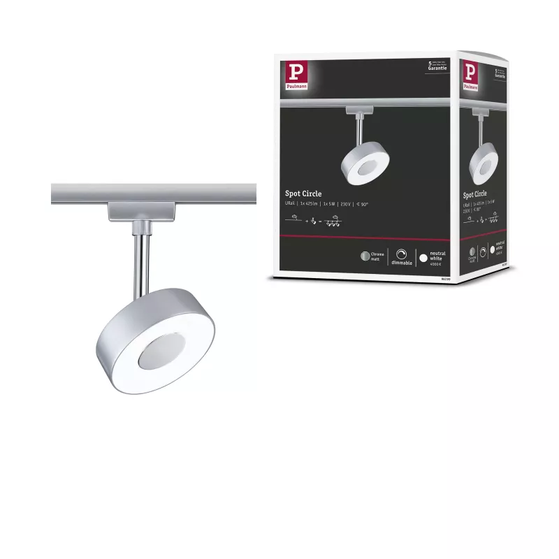 URail Spot sur rail Circle 270lm 5W 4000K gradable 230V PAULMANN 20 - Cimaise Tableau 