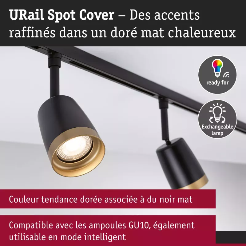 URail Spot auf der Schiene, einzelner GU10-Scheinwerfer, max. 10 W, 230 V, matt schwarz, gold PAULMANN 18 - Cimaise Tableau 