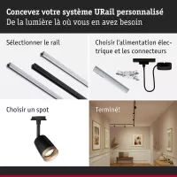 URail Spot on track, individual GU10 spotlight, max. 10W, 230V, matte black, gold - système d'accrochage et décoration - détail 8