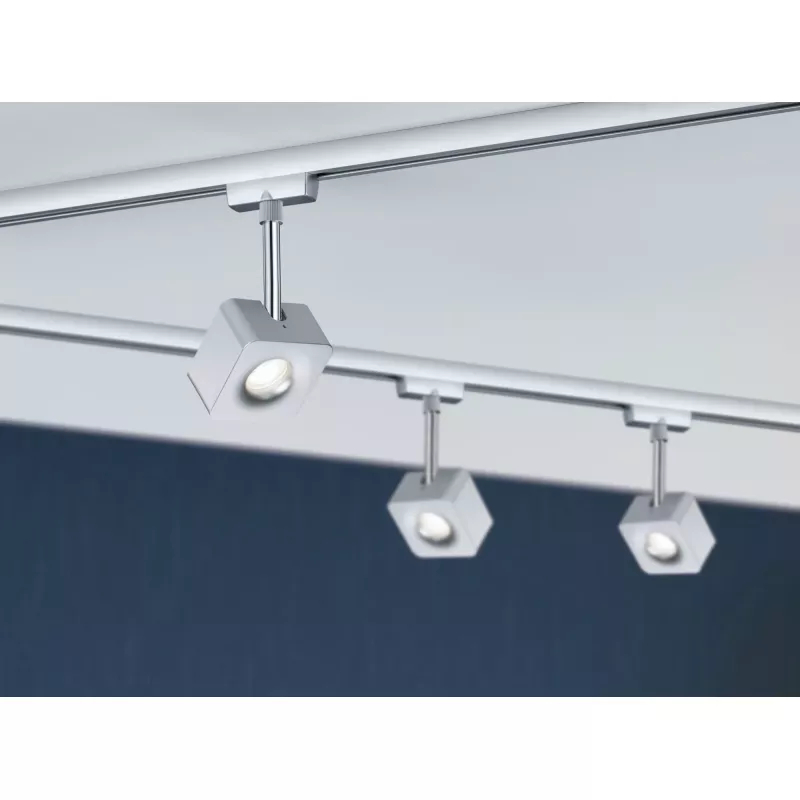 ,URail Spot sur rail Cube Spot individuel 540lm 8W 2700K gradable 230V Chrome mat,,,