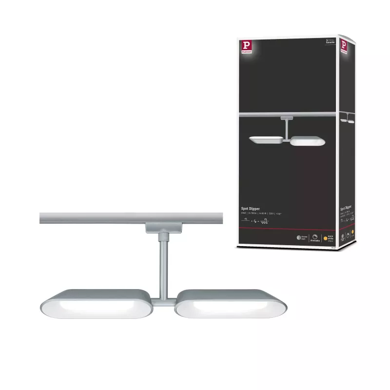Foco individual para riel URail Dipper 2x650lm 2x8W 2700K regulable 230V Cromo mate,,,