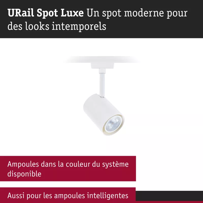 URail Spot sur rail Luxe GU10 max. 10W gradable 230V Blanc signal