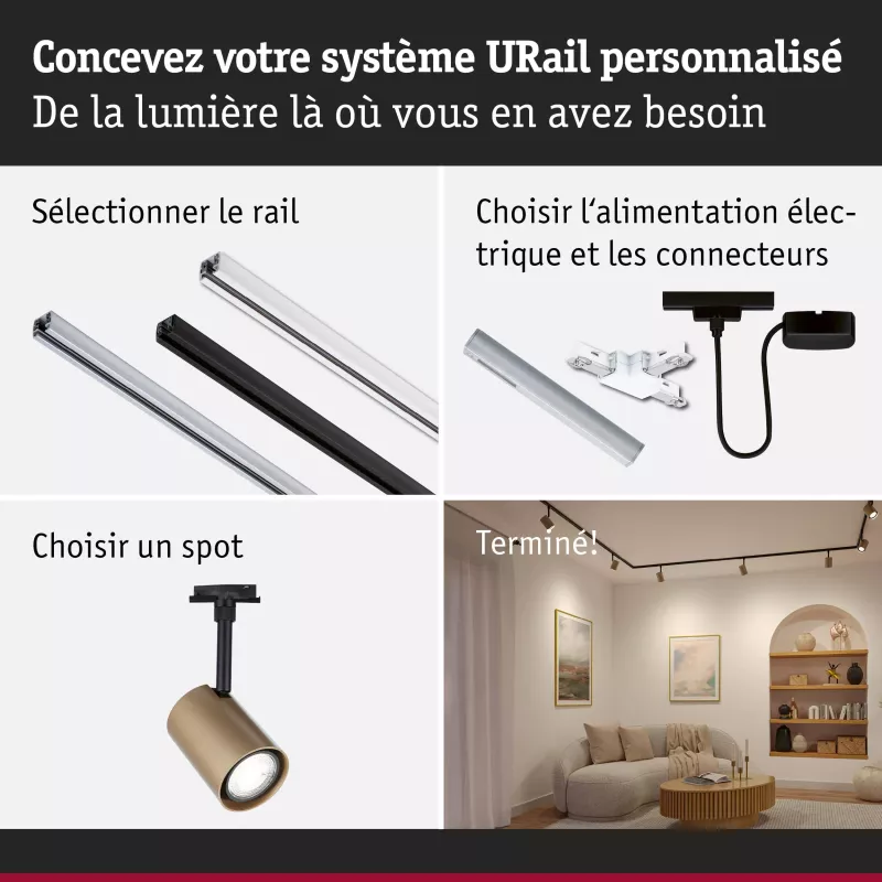 ,URail Spot sur rail Luxe GU10 max. 10W gradable 230V Doré mat,,,