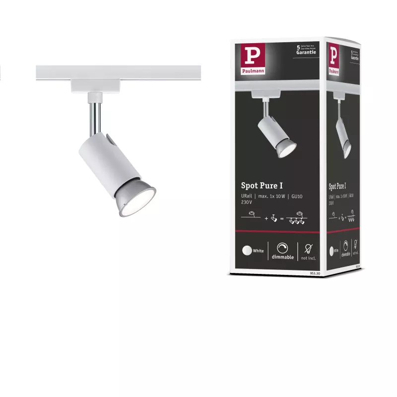 ,URail Spot sur rail Pure I Spot individuel GU10 max. 10W gradable 230V Blanc,,, PAULMANN 12 - Cimaise Tableau 