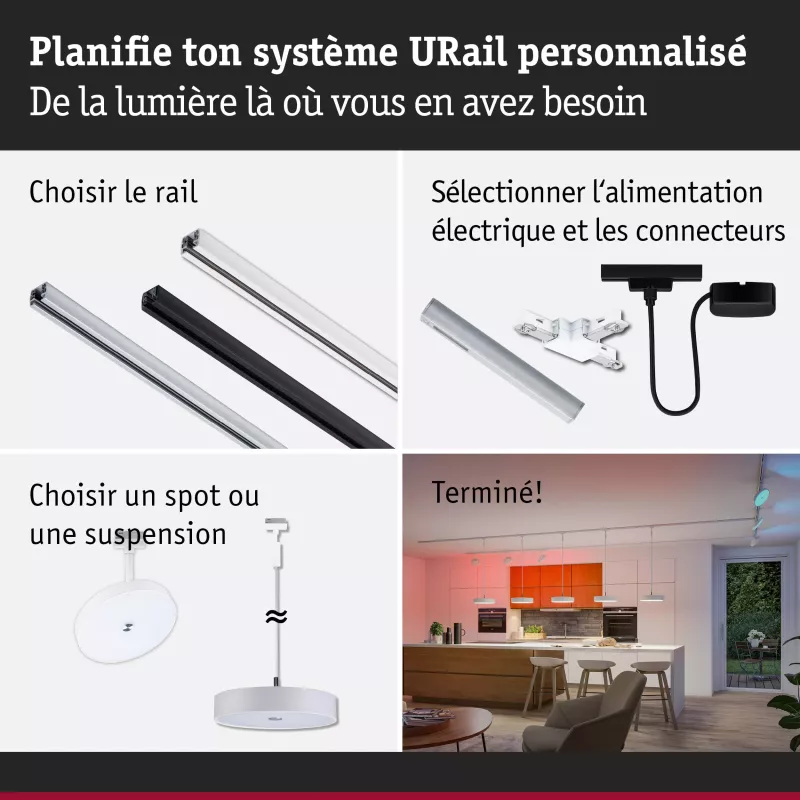 ,URail Track spotlight Smart Home Zigbee 3.0 Hildor RGBW 500lm 7.5W RGBW+ dimmable 230V Signal white,