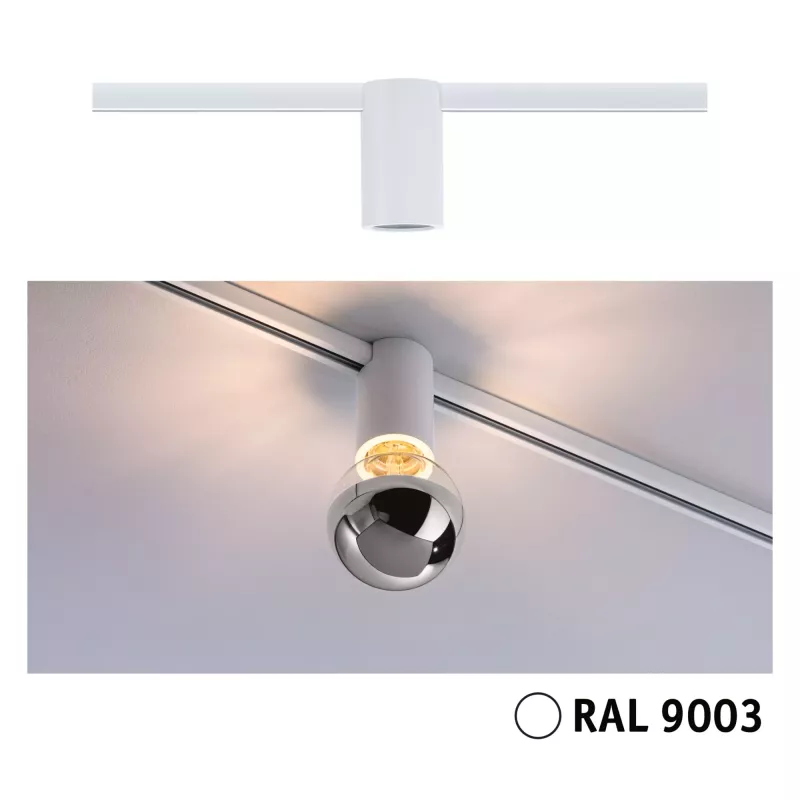 Foco para carril URail, casquillo E27, máx. 20 W, regulable, 230 V, luz blanca.