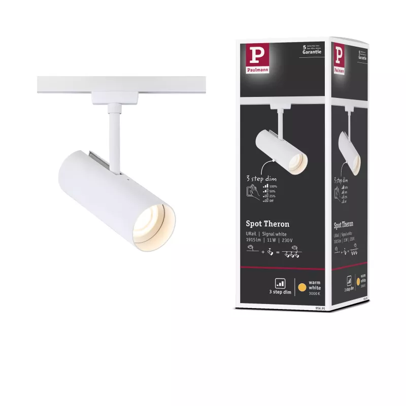 URail Track spotlight Theron Individual spotlight 1020lm 11W 3000K dimmable 230V Signal white PAULMANN 22 - Cimaise Tableau 