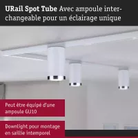 URail Gleisstrahler, einzeln GU10, max. 10 W, dimmbar, 230 V, Signalweiß - système d'accrochage et décoration - détail 3
