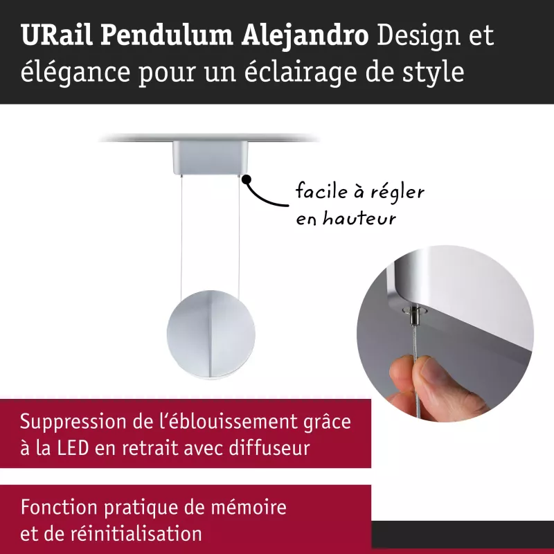 URail Suspension 3-Step-Dim Alejandro 800lm 10W 4000K gradable 230V PAULMANN 25 - Cimaise Tableau 