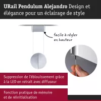 URail Pendelleuchte Alejandro, 3-stufig dimmbar, 800 lm, 10 W, 4000 K, 230 V - système d'accrochage et décoration - détail 5