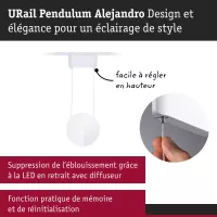 URail Suspension 3-Step-Dim Alejandro 800lm 10W 4000K gradable 230V Blanc signal - système d'accrochage et décoration - détail 5