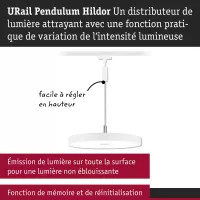 URail Suspension 3-Step-Dim Hildor 850lm 15W 3000K gradable 230V Blanc signal - système d'accrochage et décoration - détail 5