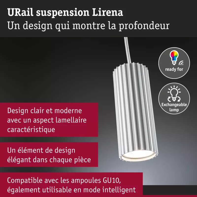 URail Suspension Lirena GU10 max. 10W 230V Blanc signal