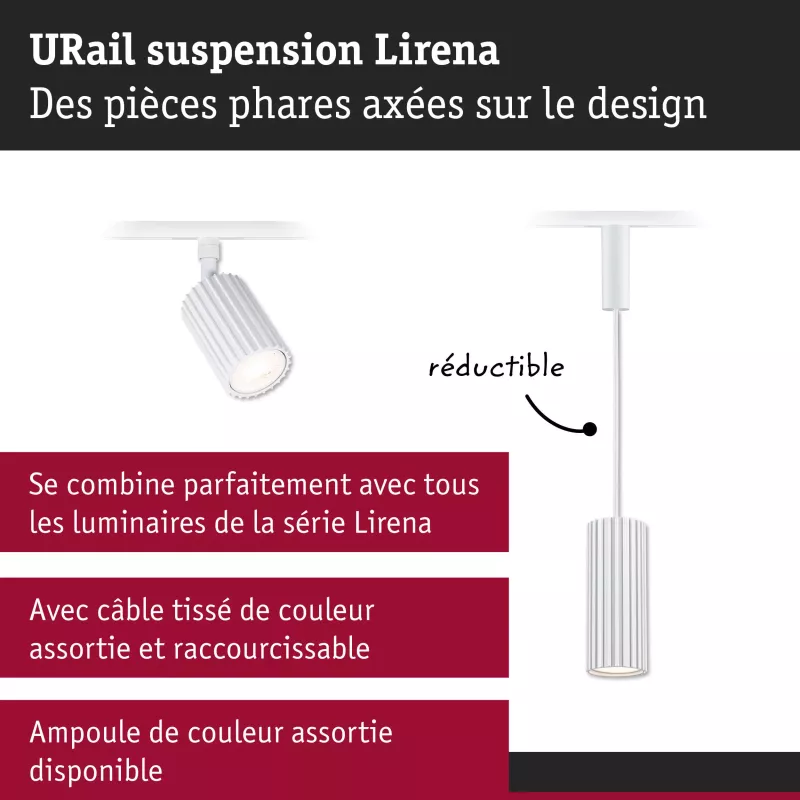 URail Suspension Lirena GU10 max. 10W 230V Blanc signal