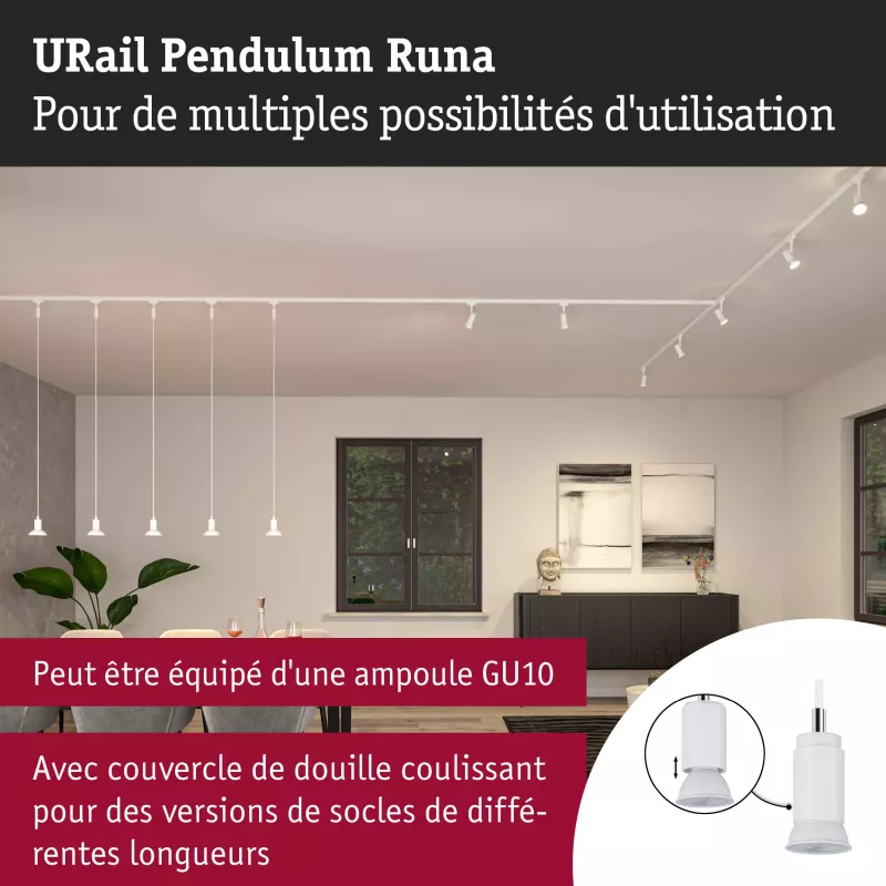 URail Suspension Runa GU10 max. 10W gradable 230V Blanc signal